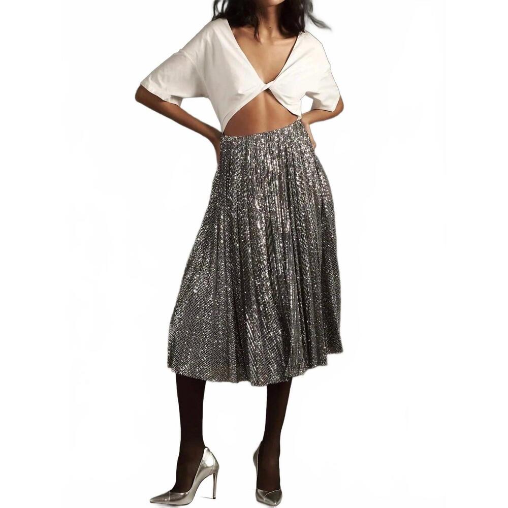 NEW DELFI COLLECTIVE sequin twofer midi dress in multi